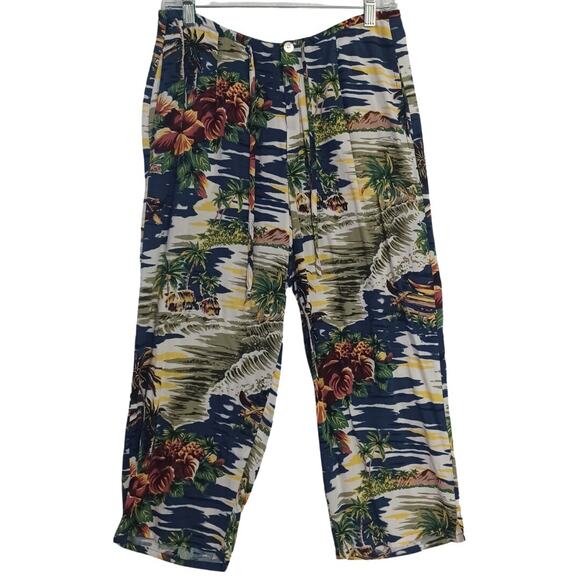 Hilo Hattie Hawaiian Original Cropped Pants Women’s Size S Tropical Print Woven - Picture 1 of 10